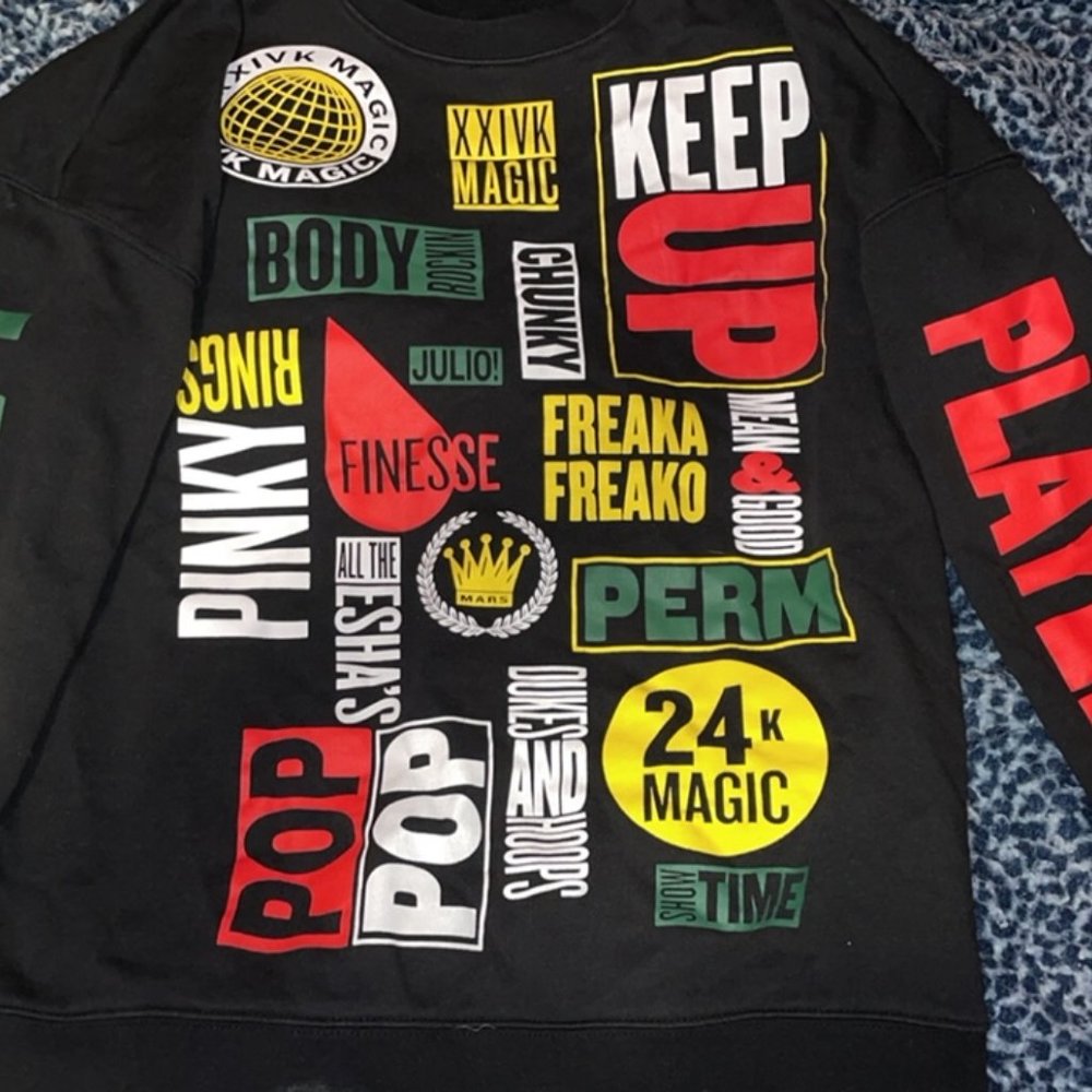 Black Crewneck Sweatshirt Bruno Mars 24K Magic World Tour
